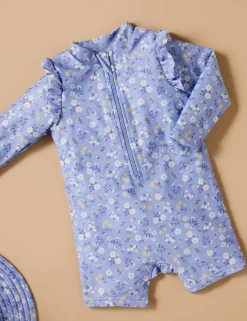 Blue Daisy Long Sleeve Rashie Sunsuit