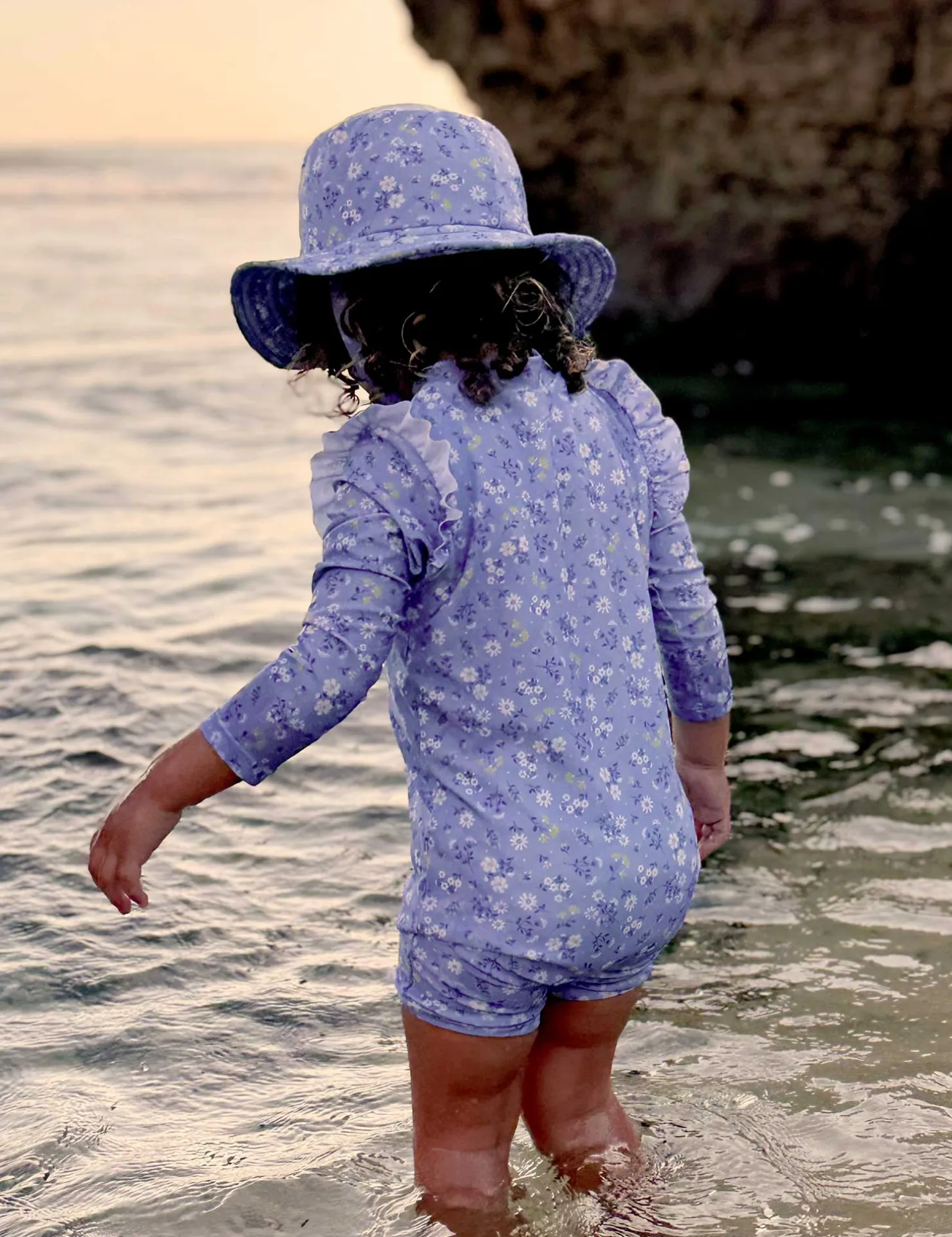 Blue Daisy Long Sleeve Rashie Sunsuit