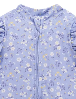 Blue Daisy Long Sleeve Rashie Sunsuit