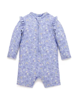 Blue Daisy Long Sleeve Rashie Sunsuit