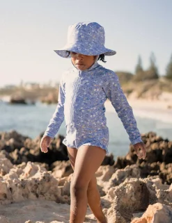 Blue Daisy Long Sleeve Swimsuit
