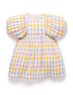 Check Gathered Dress