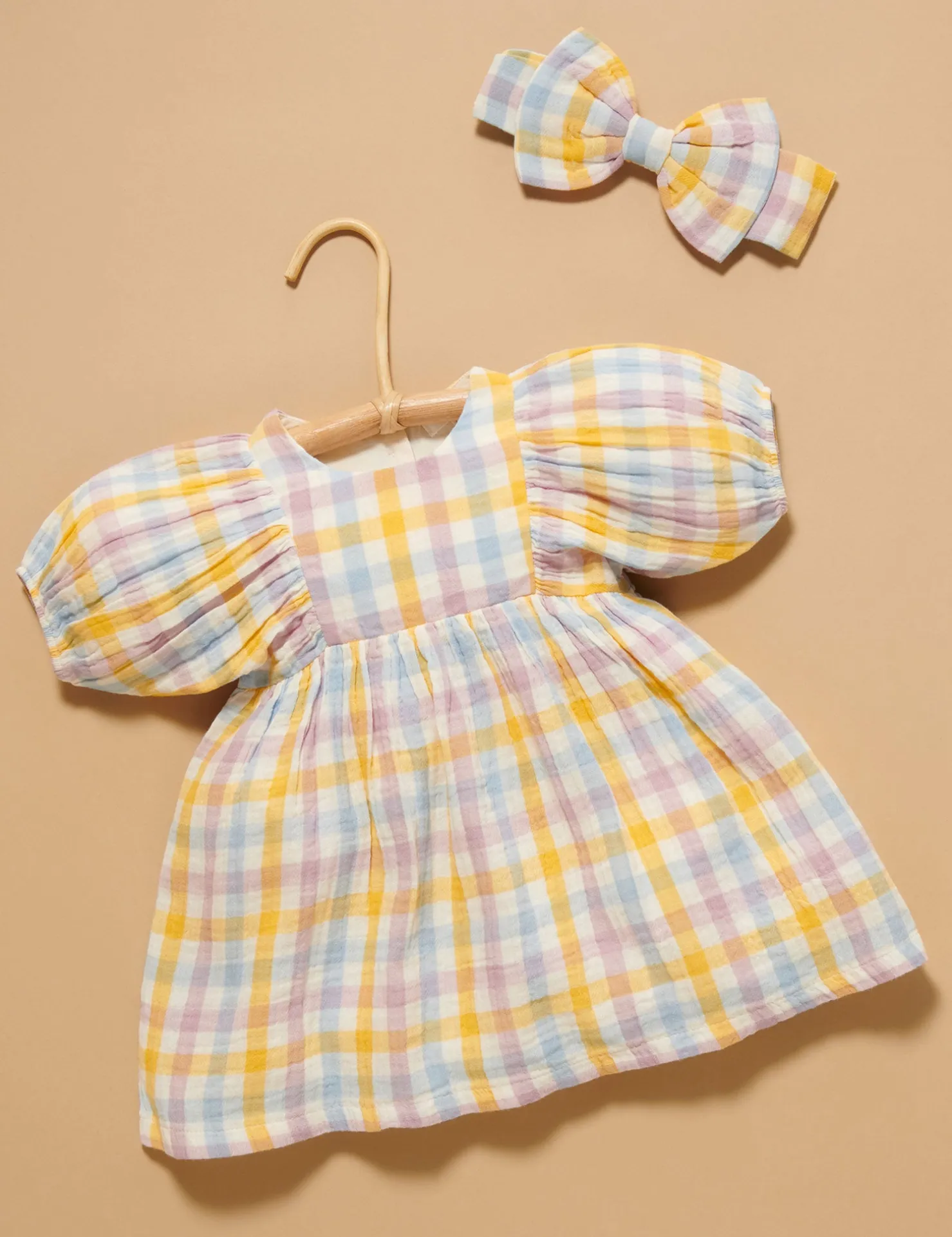 Check Gathered Dress