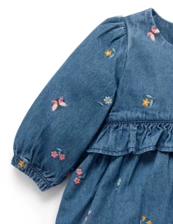 Denim Embroidered Dress