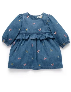 Denim Embroidered Dress