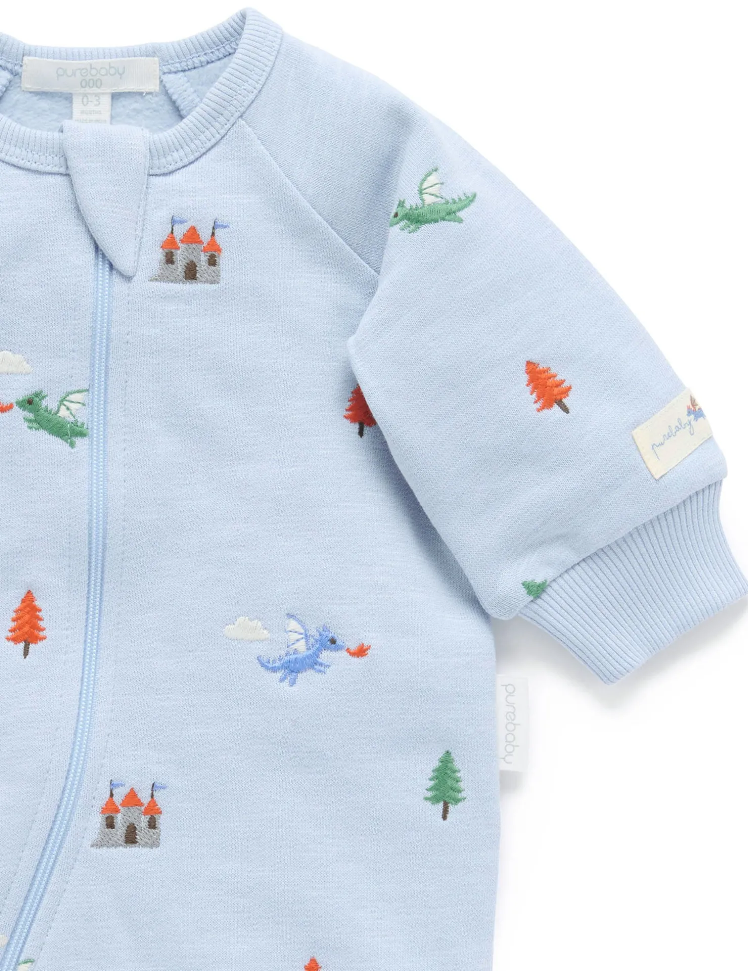 Dragon Embroidered Fleece Growsuit
