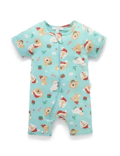 Festive Friends Short Sleeve Zip Growsuit