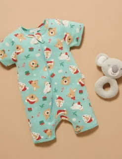 Festive Friends Short Sleeve Zip Growsuit