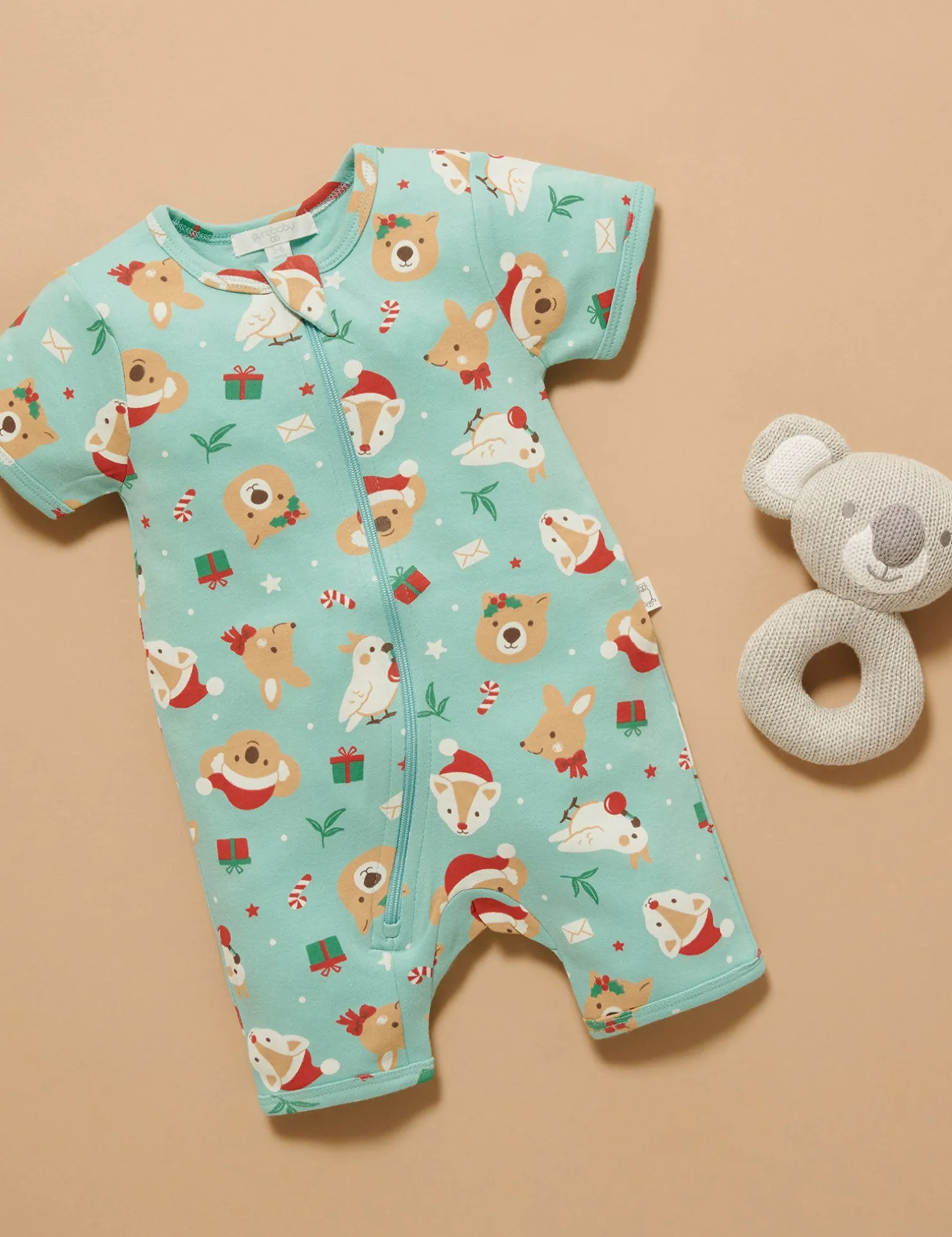 Festive Friends Short Sleeve Zip Growsuit