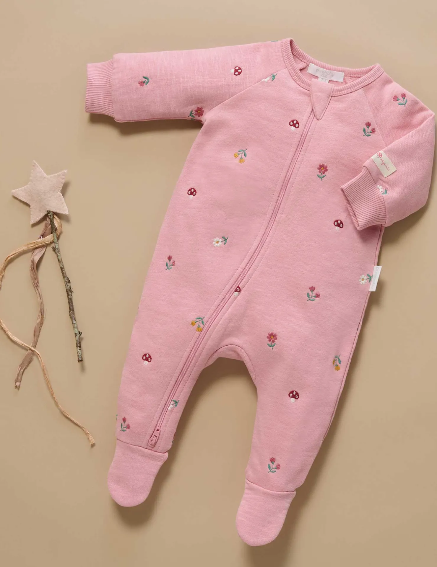 Forest Embroidered Fleece Growsuit