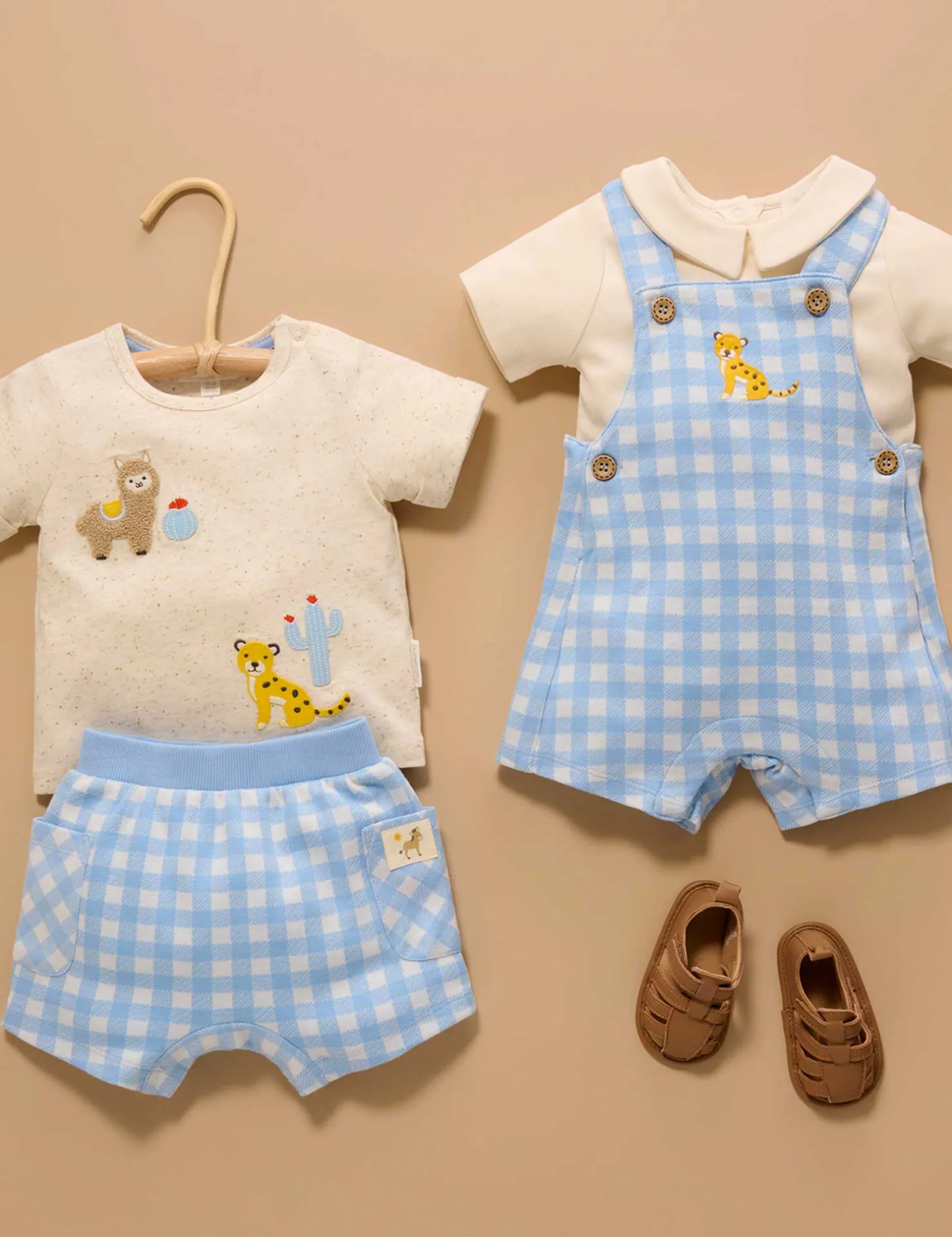 Gingham Overall Set