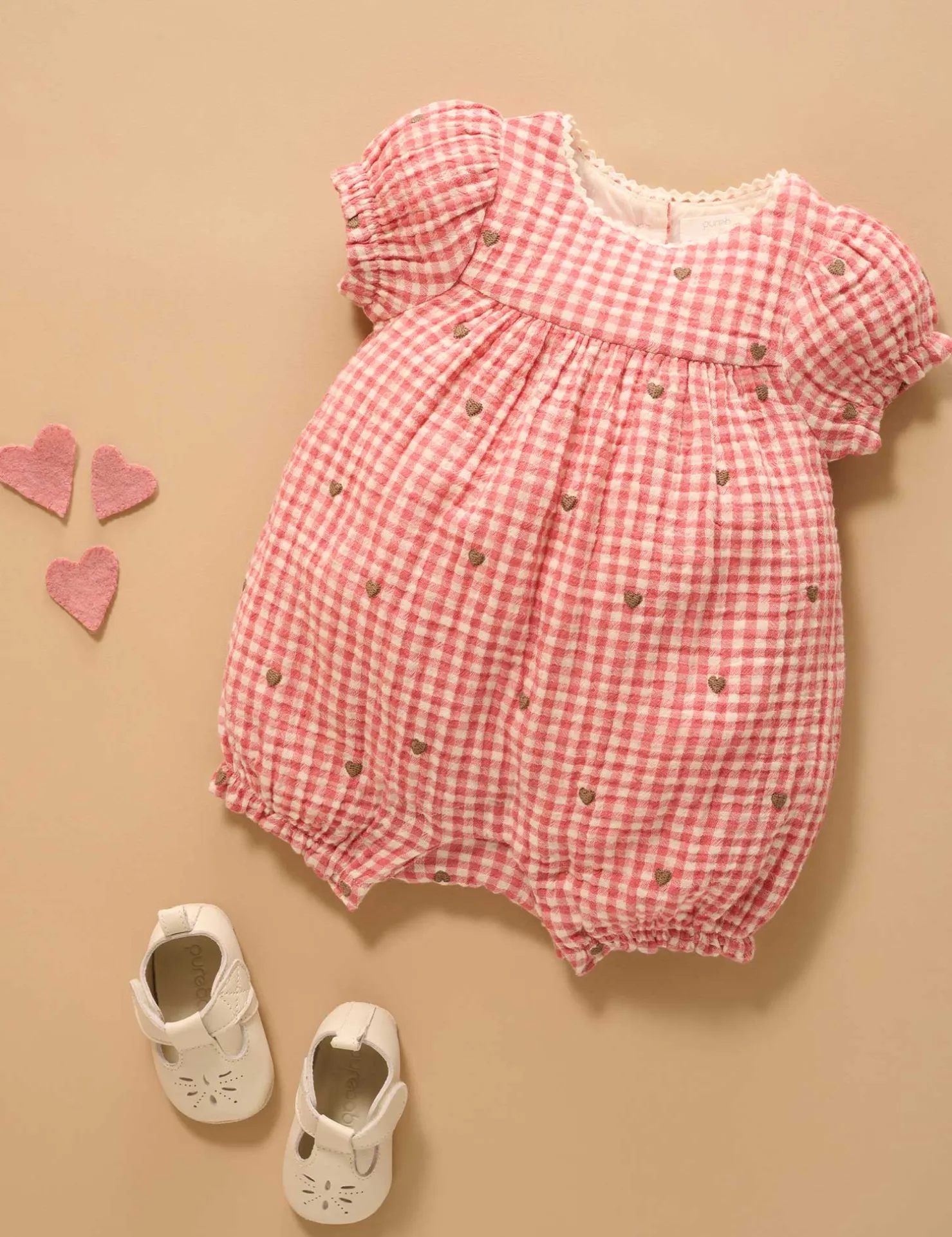 Heart Embroidered Romper
