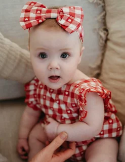 Heart Gingham Bow Headband