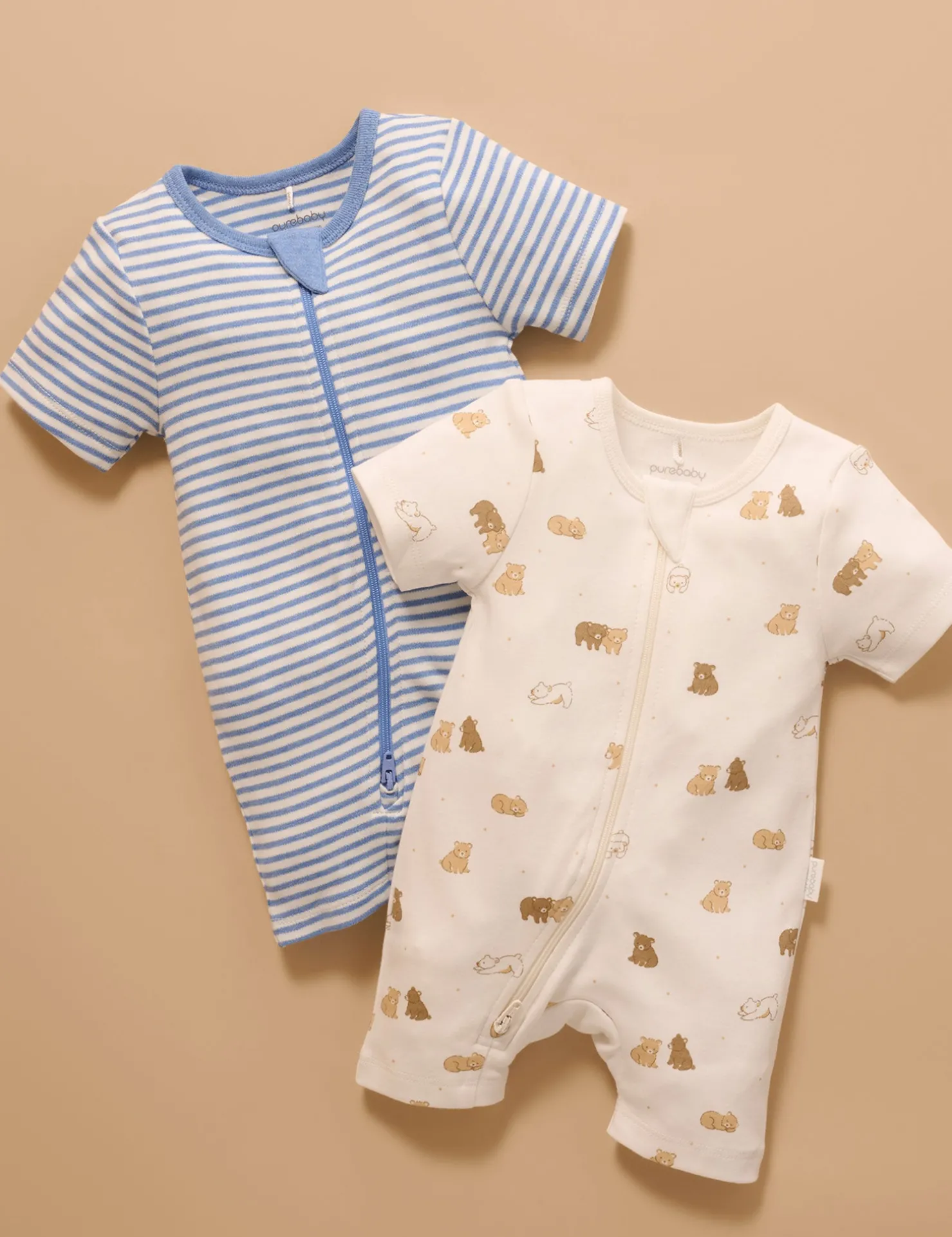 Little Bear 2 Pack Short Zip Growsuit