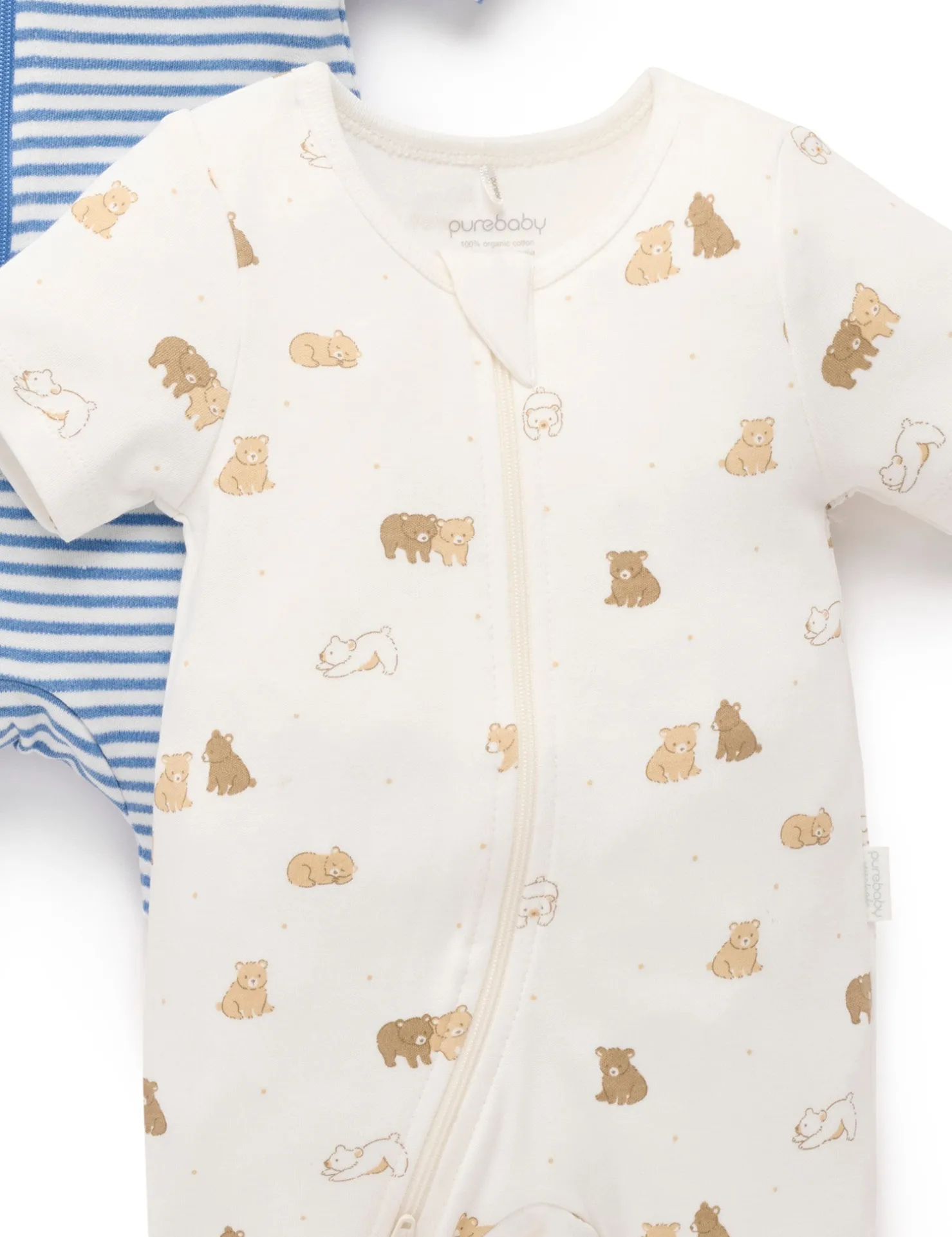 Little Bear 2 Pack Short Zip Growsuit