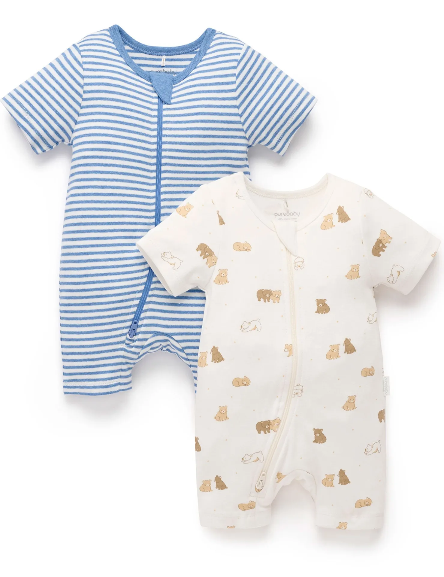 Little Bear 2 Pack Short Zip Growsuit