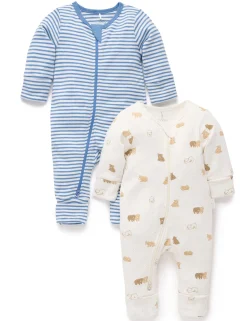 Little Bear 2 Pack Zip Growsuit