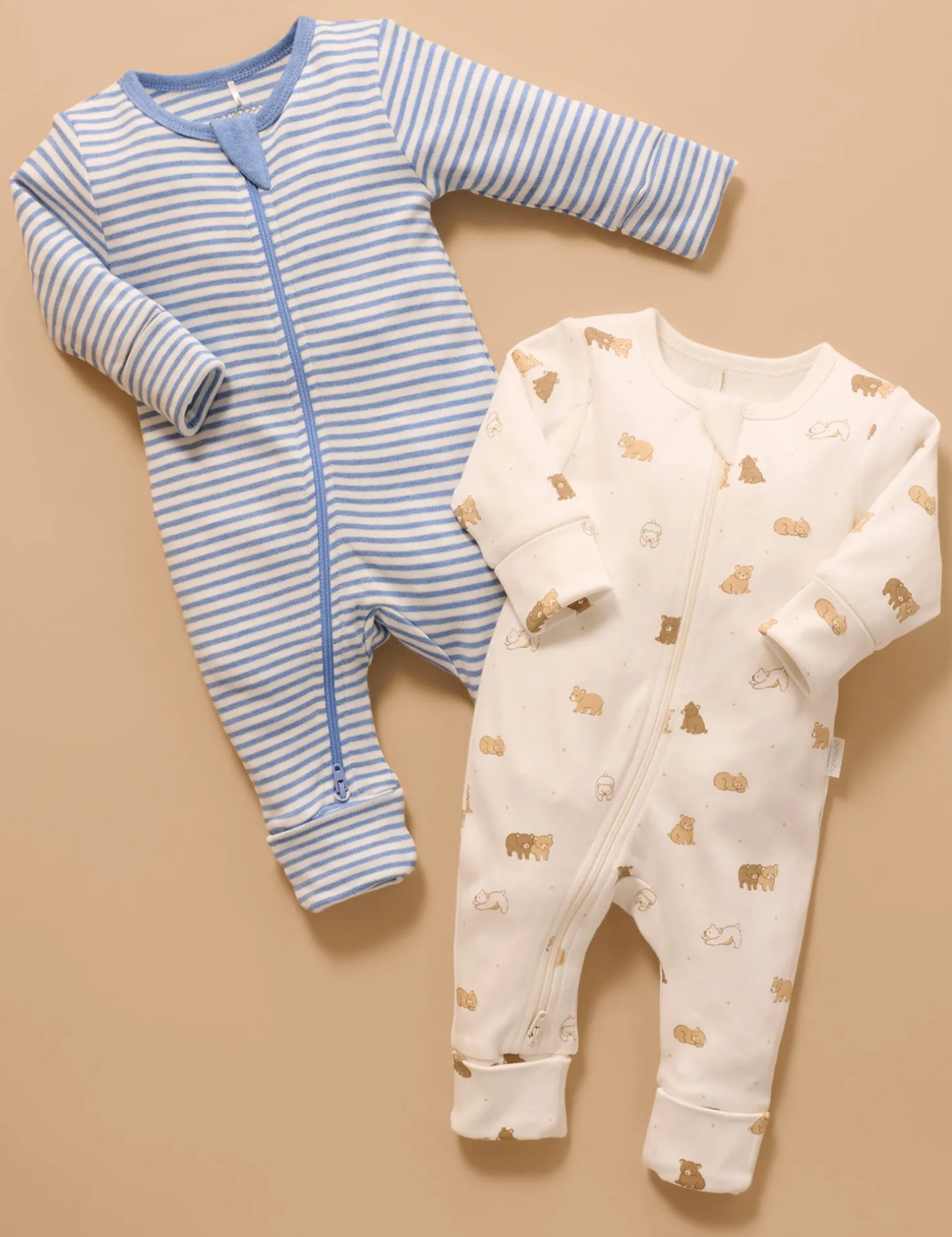 Little Bear 2 Pack Zip Growsuit