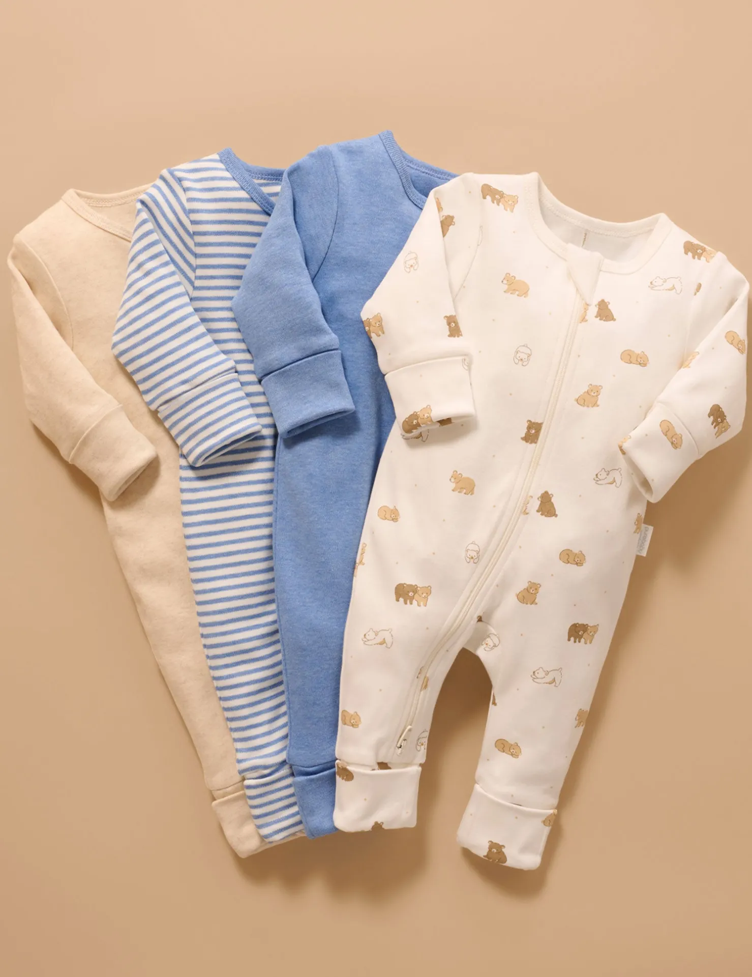 Little Bear 4 Pack Zip Growsuit