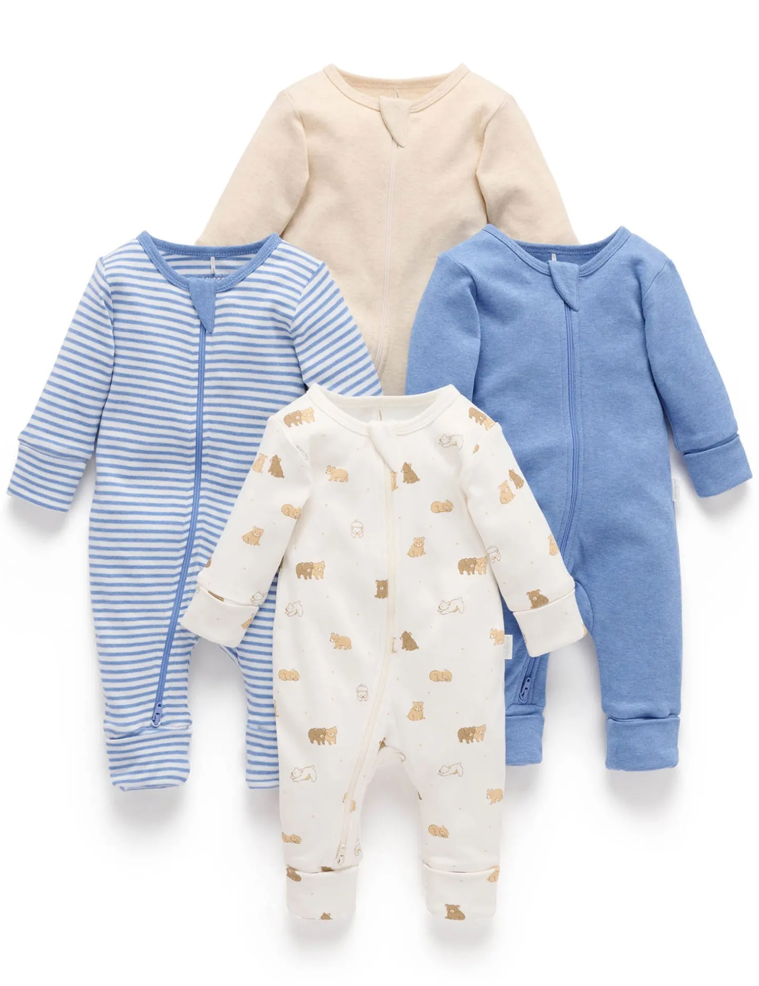 Little Bear 4 Pack Zip Growsuit