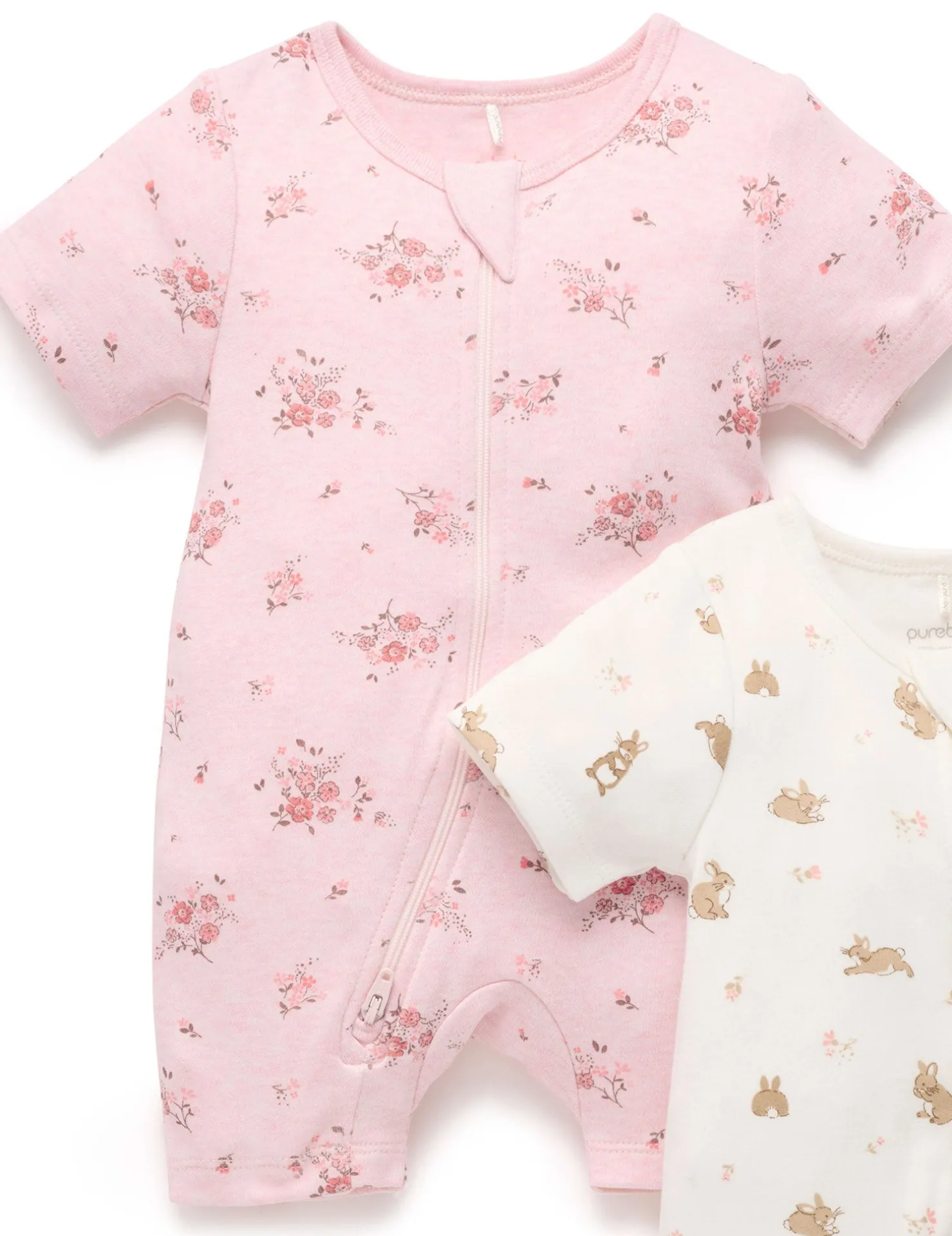 Little Bunny 2 Pack Short Zip Growsuit