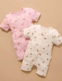 Little Bunny 2 Pack Short Zip Growsuit