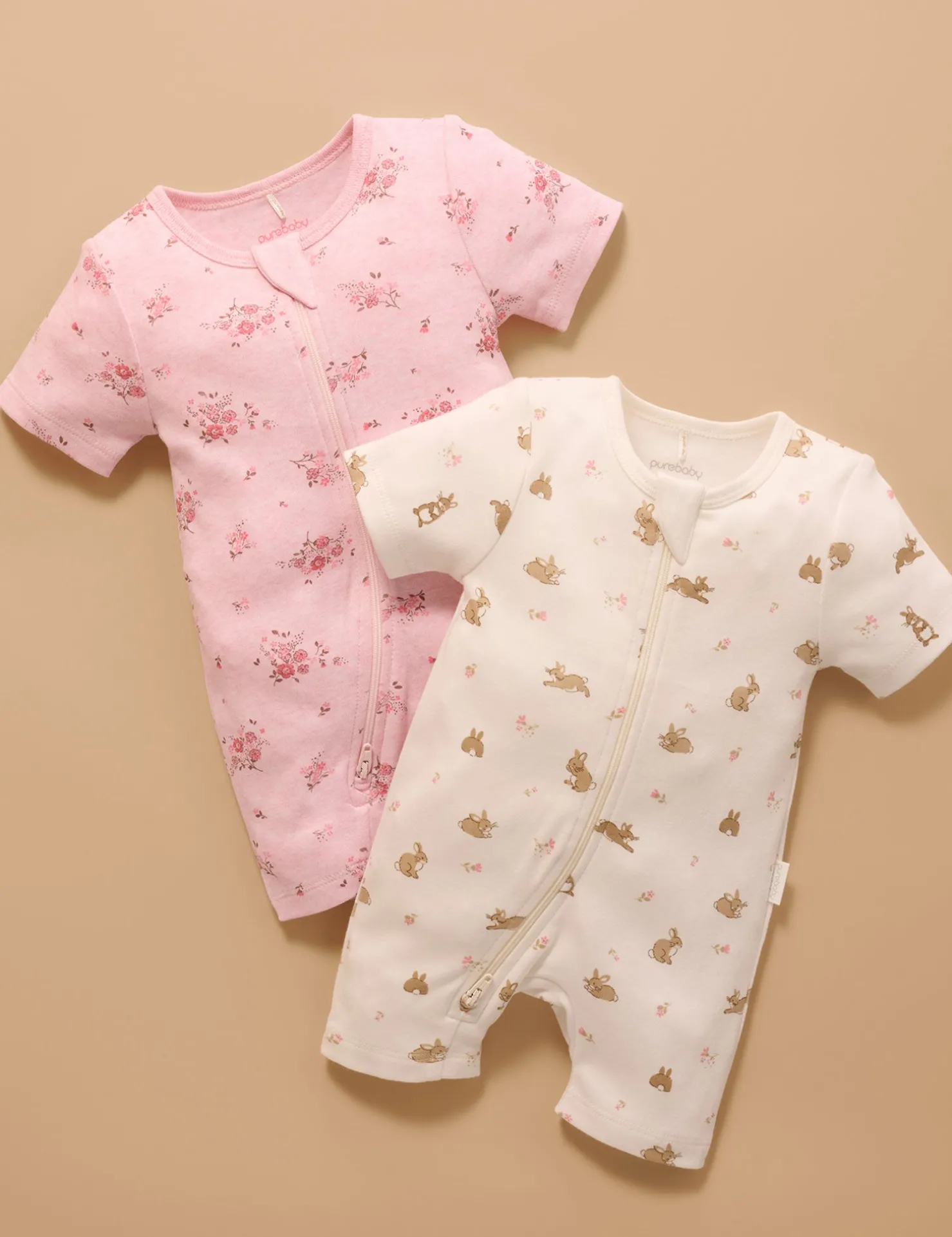 Little Bunny 2 Pack Short Zip Growsuit