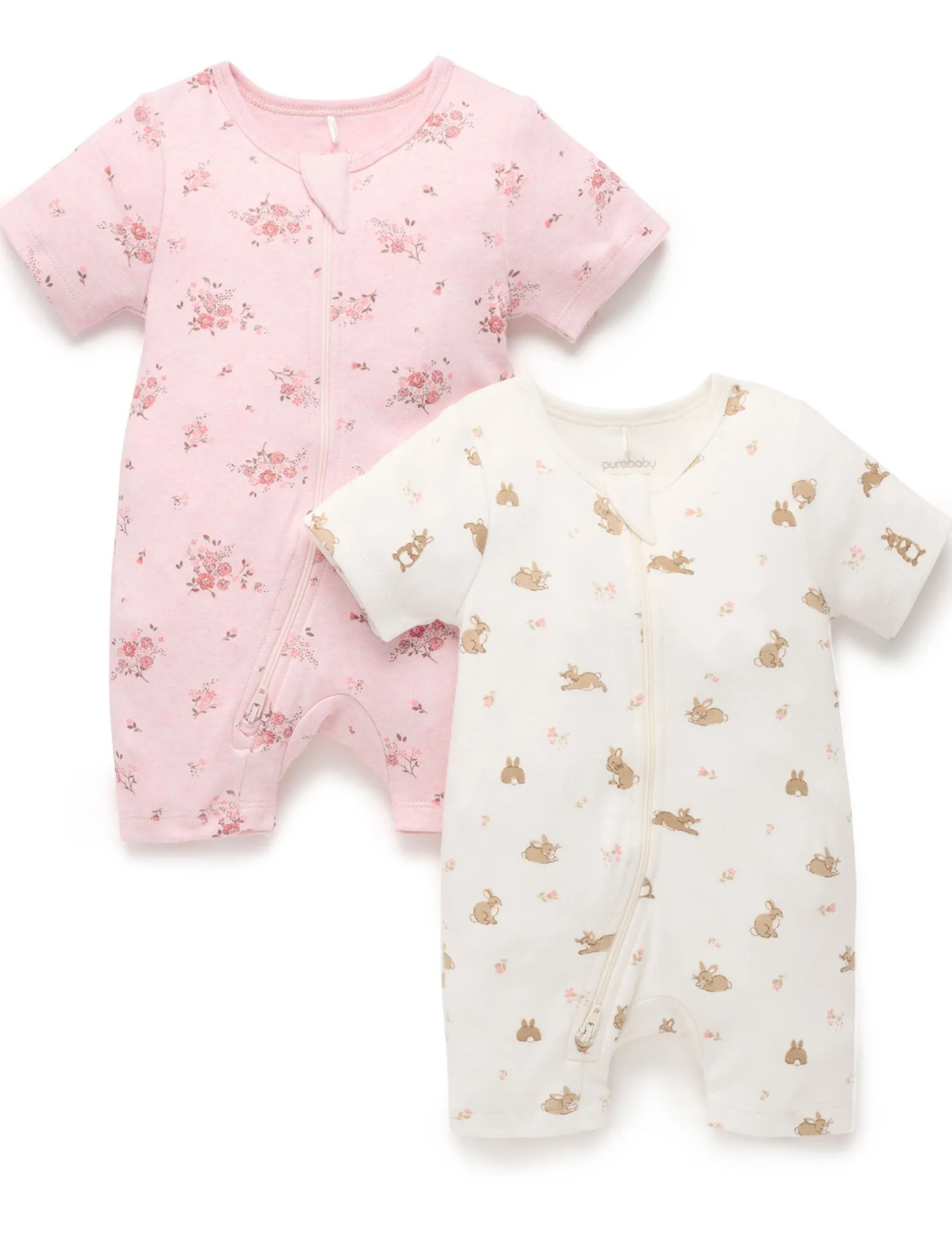 Little Bunny 2 Pack Short Zip Growsuit