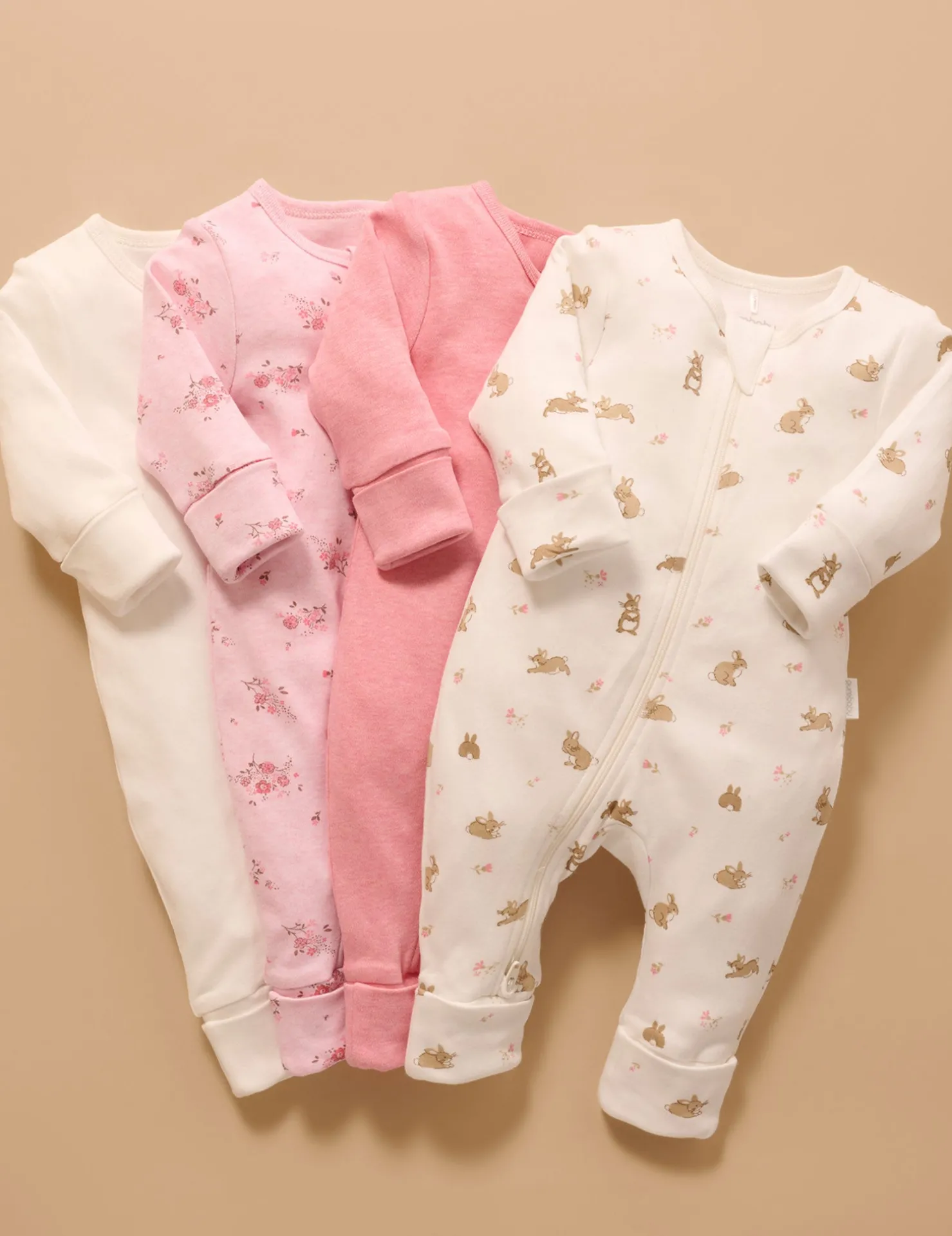 Little Bunny 4 Pack Zip Growsuit