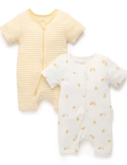 Little Ducky 2 Pack Short Zip Growsuit