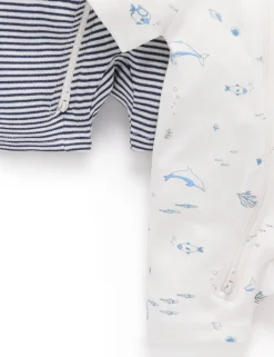Nautical 2 Pack Short Zip Growsuit