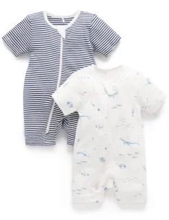 Nautical 2 Pack Short Zip Growsuit