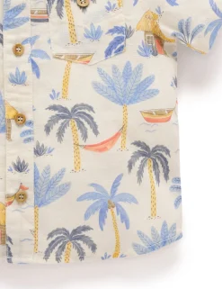 Palm Tree Linen Blend Shirt