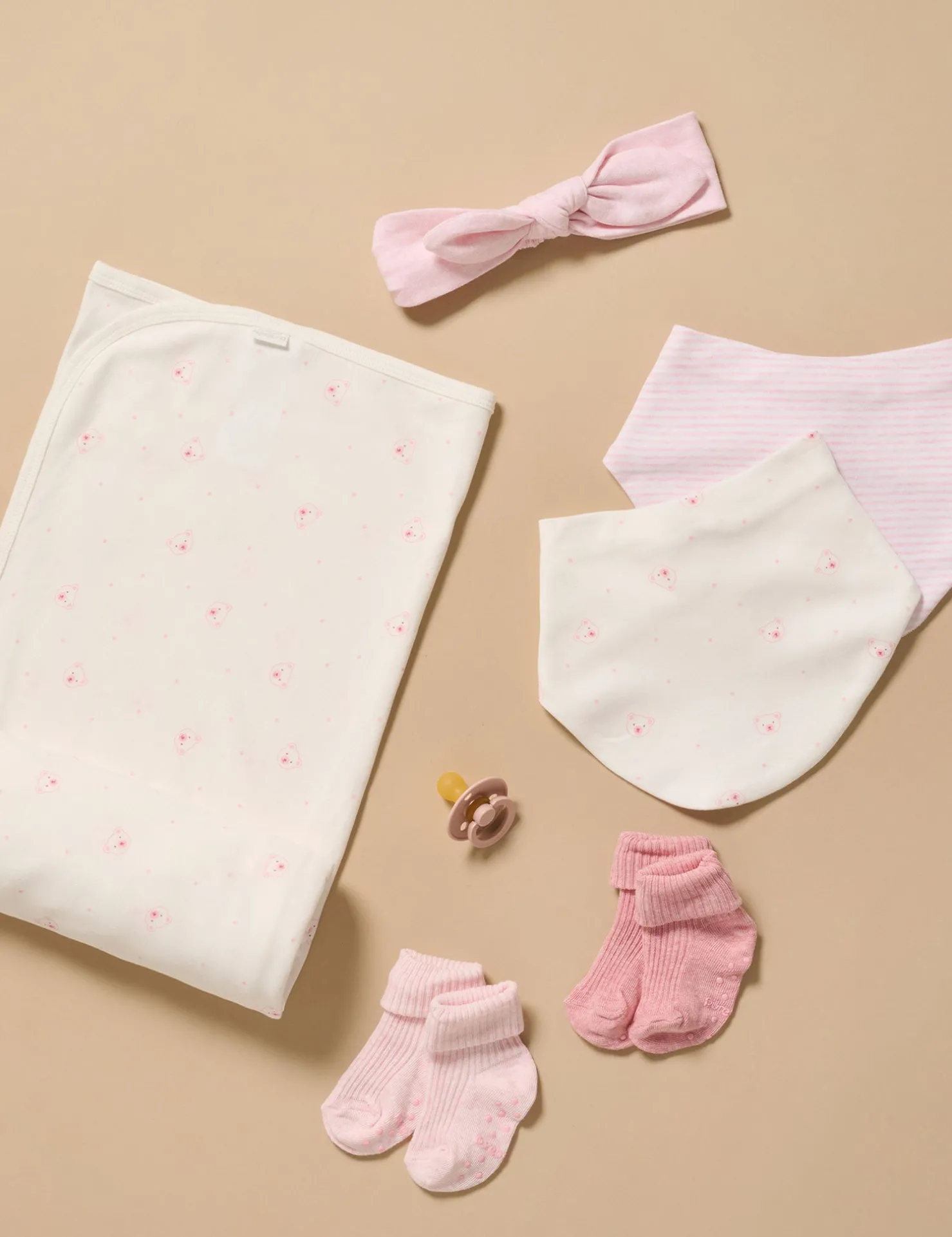 Pink Bear 2 Pack Dribble Bib