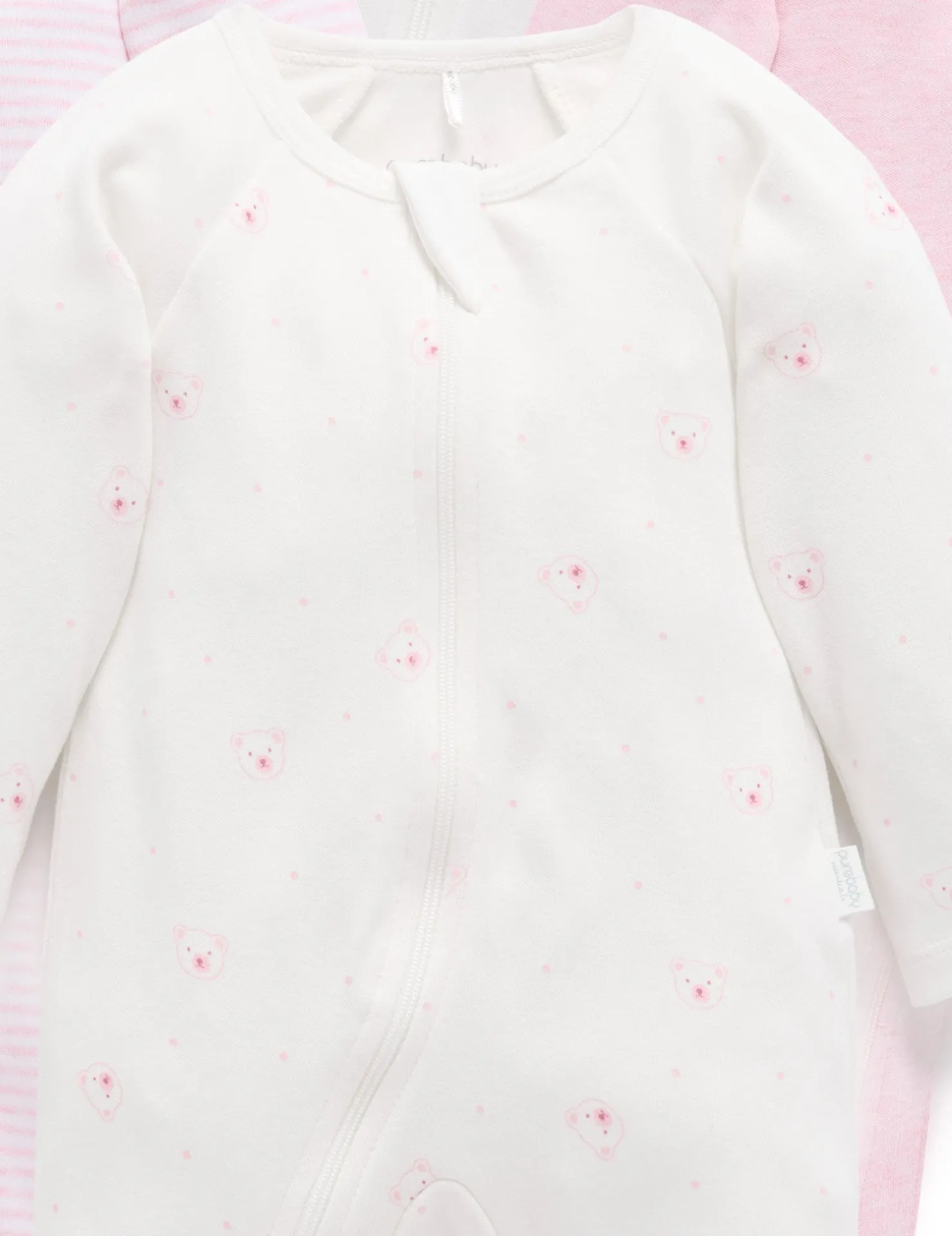 Pink Bear 4 Pack Zip Growsuit