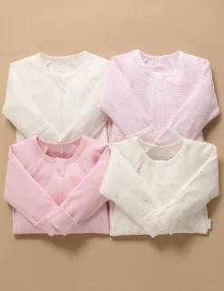 Pink Bear 4 Pack Zip Growsuit
