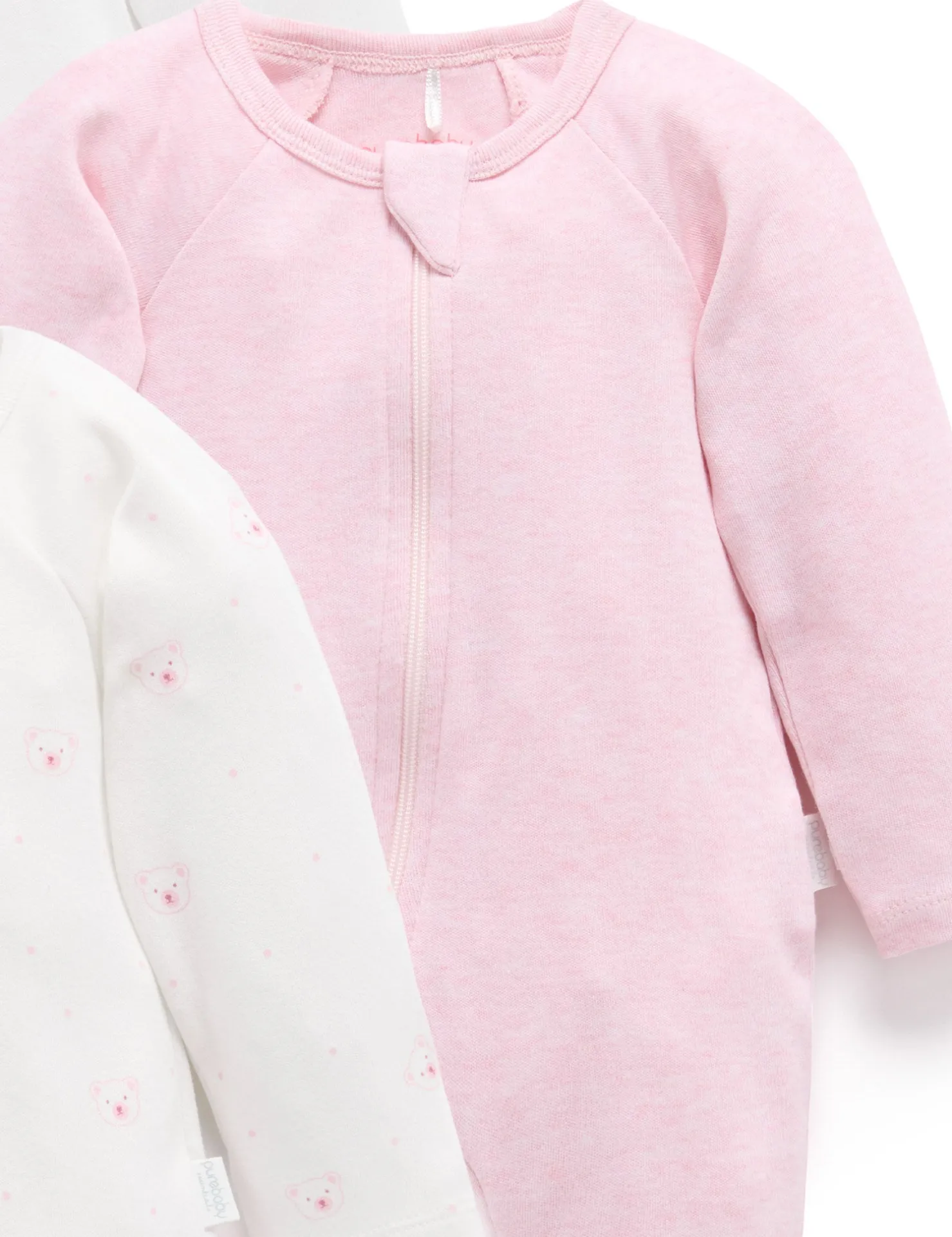 Pink Bear 4 Pack Zip Growsuit