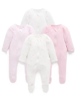 Pink Bear 4 Pack Zip Growsuit