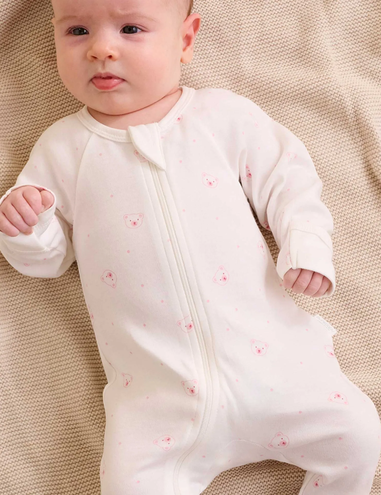 Pink Bear 4 Pack Zip Growsuit