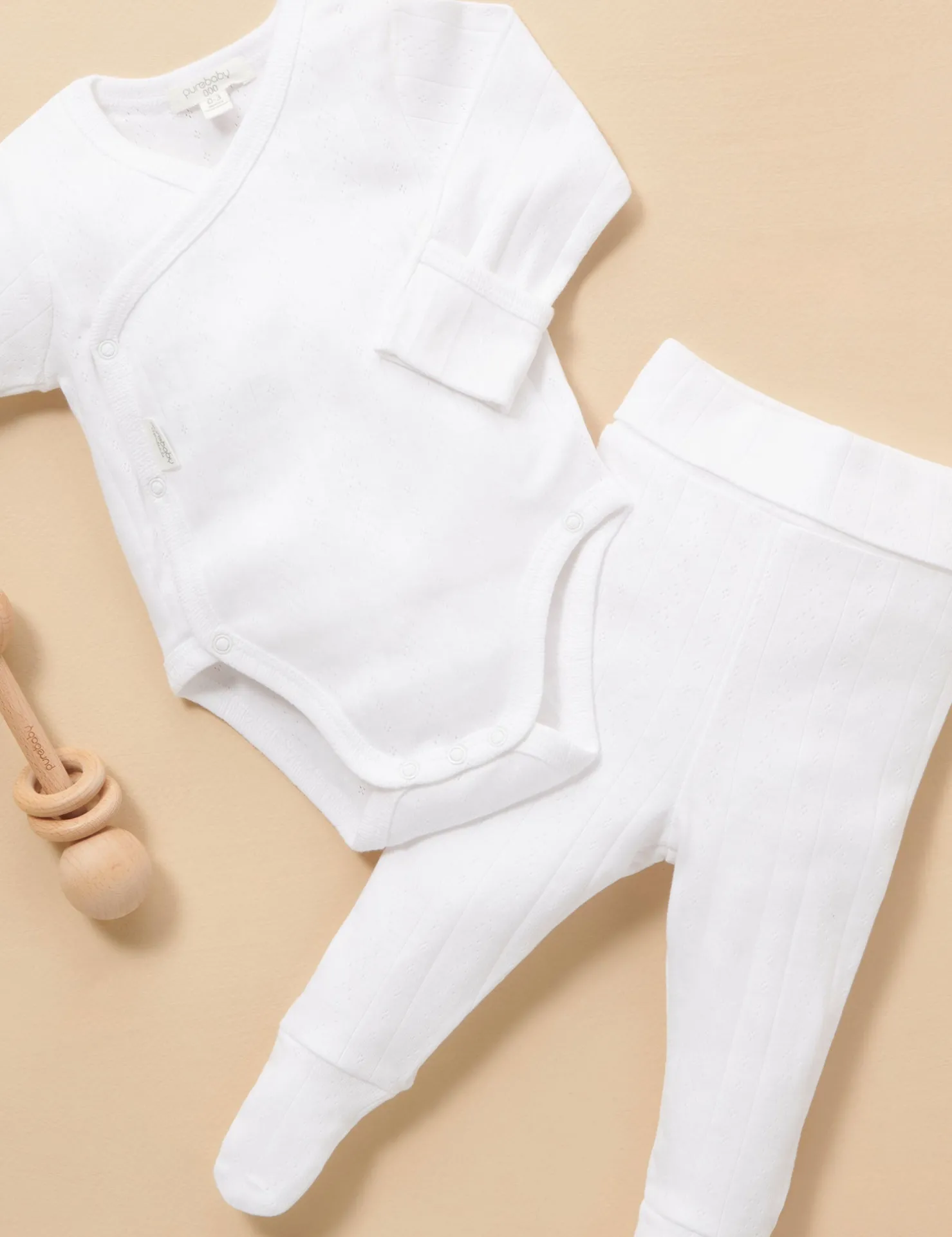 Pointelle Long Sleeve Wrap Bodysuit