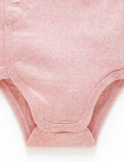 Pointelle Long Sleeve Wrap Bodysuit