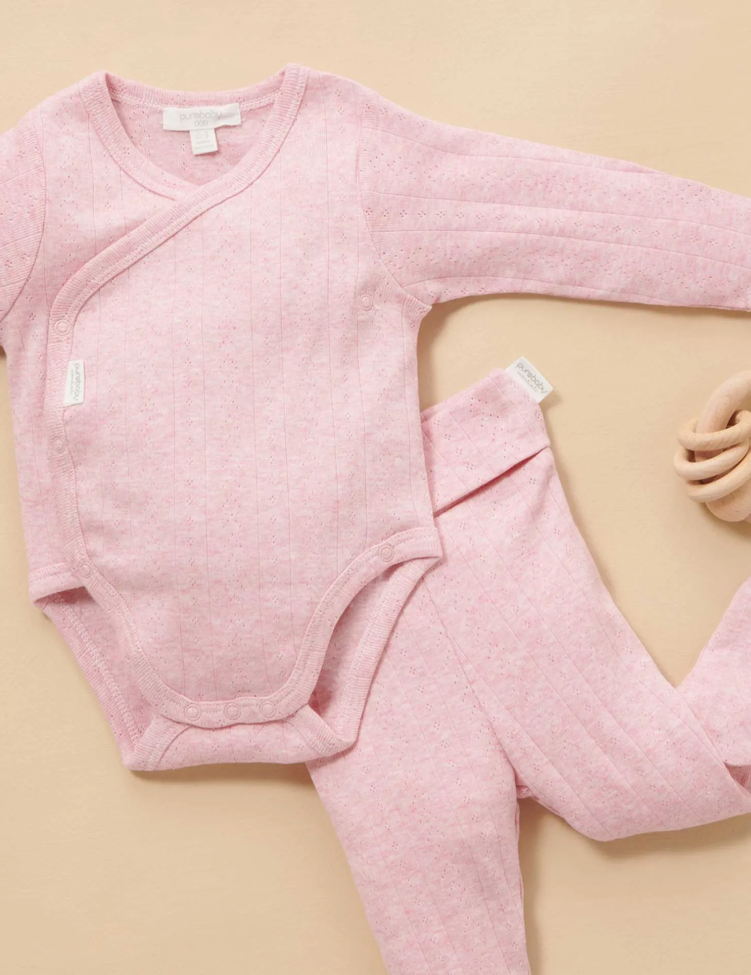 Pointelle Long Sleeve Wrap Bodysuit