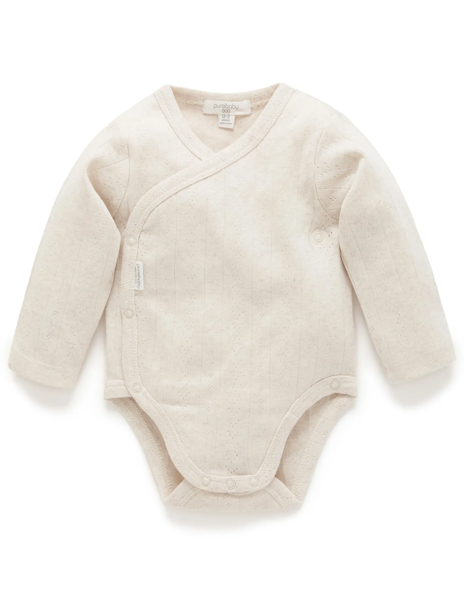 Pointelle Long Sleeve Wrap Bodysuit