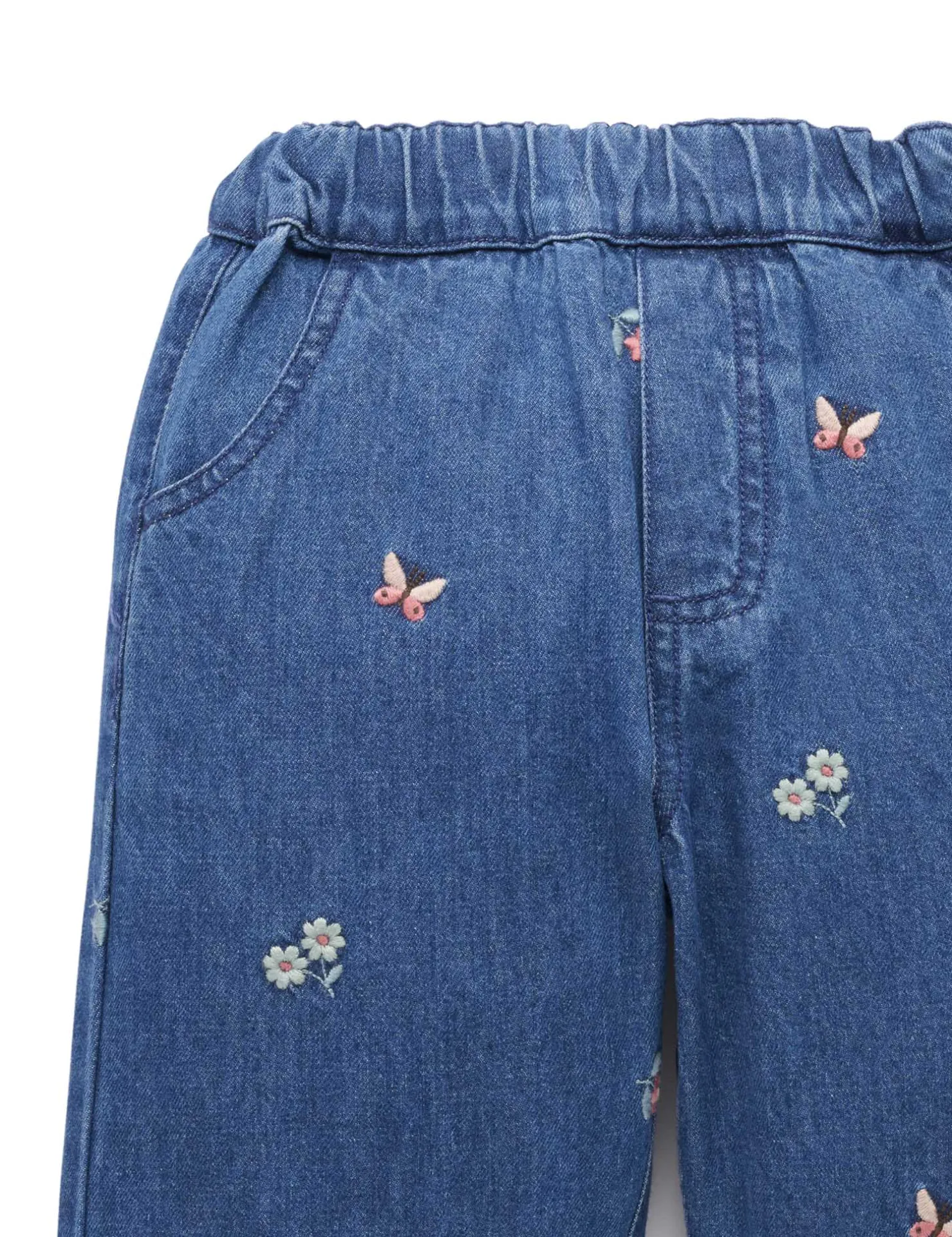 Pull On Embroidered Jeans