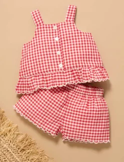 Scalloped Gingham Set