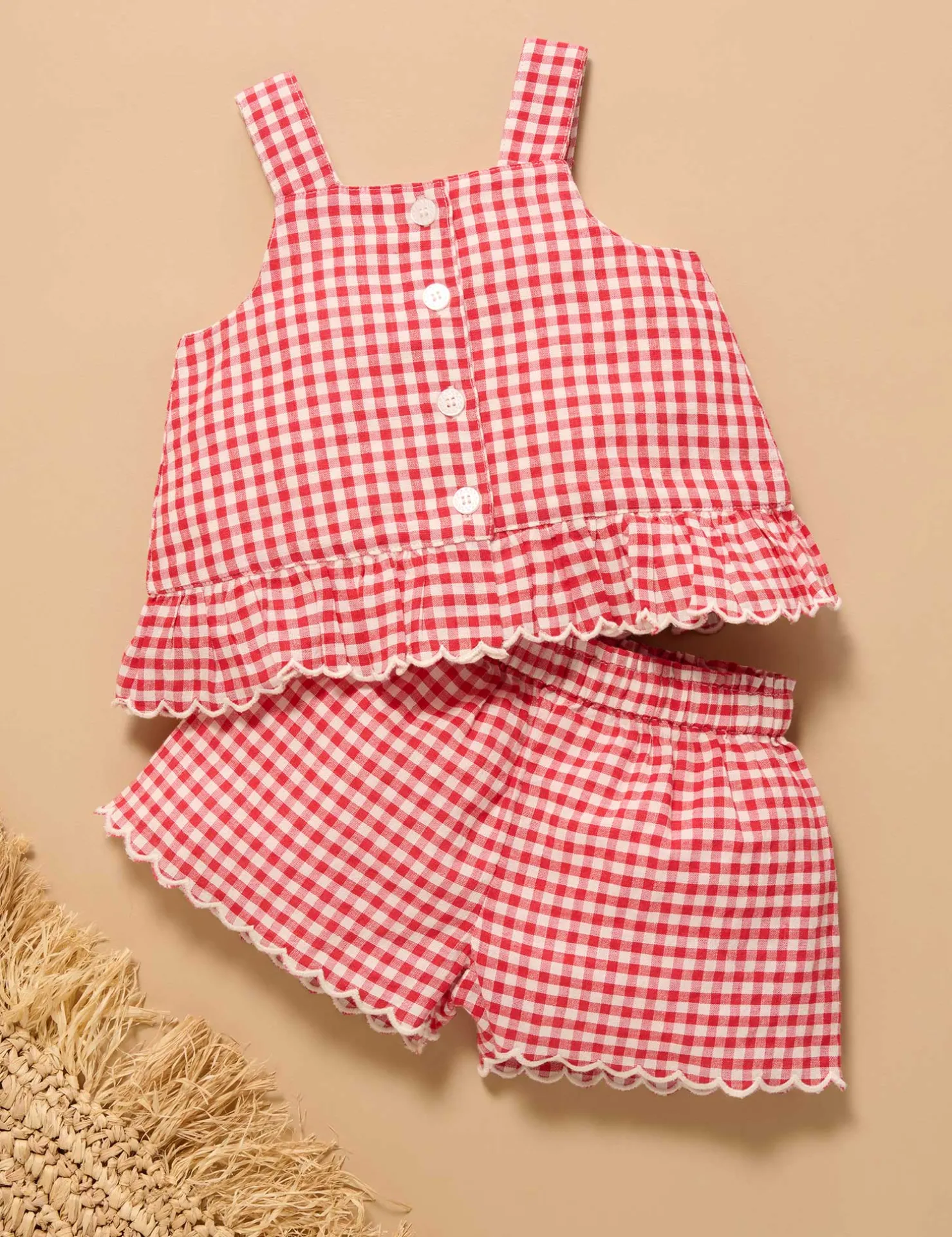 Scalloped Gingham Set