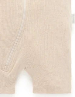 Short Ribbed Zip Growsuit