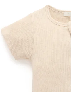 Short Ribbed Zip Growsuit