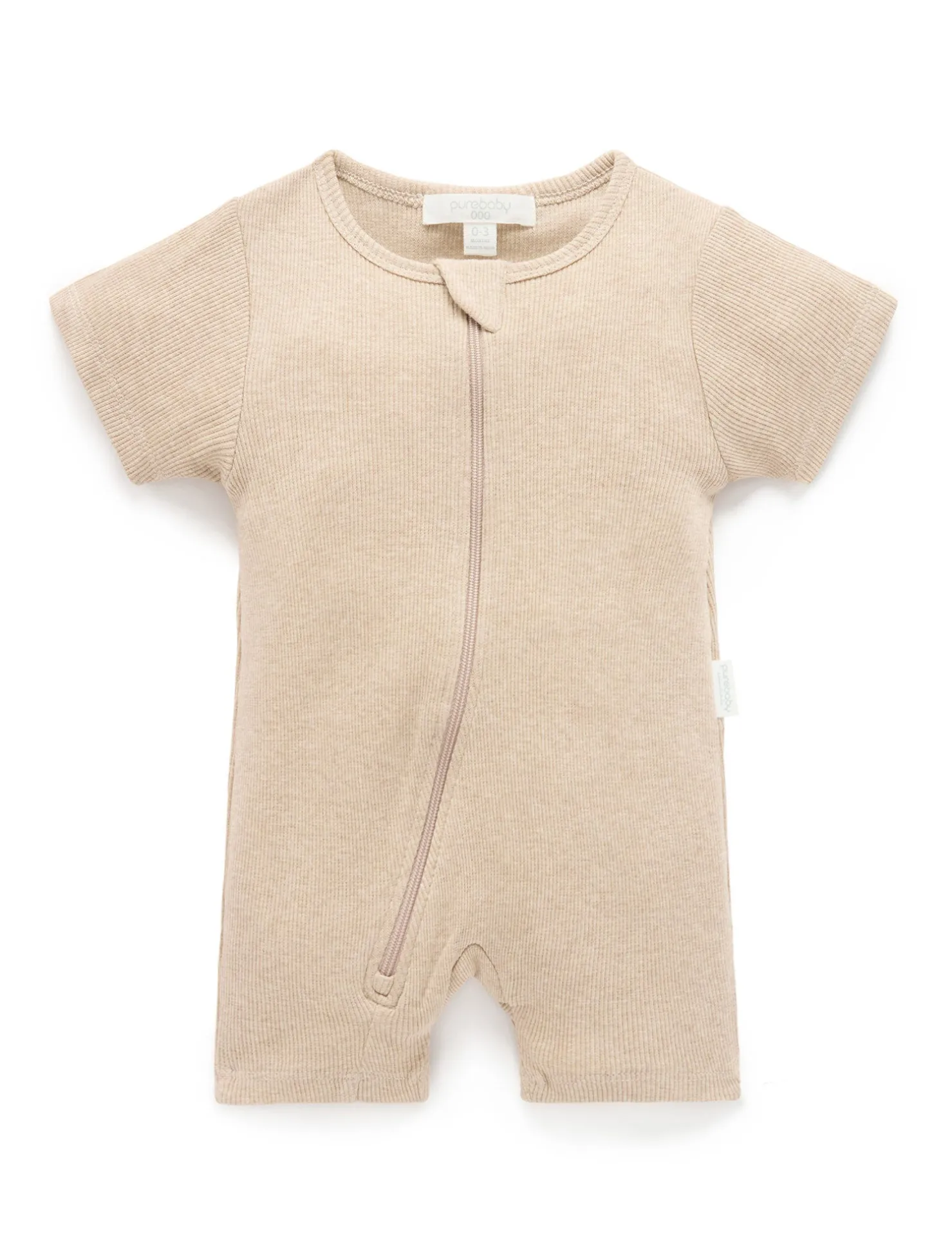 Short Ribbed Zip Growsuit