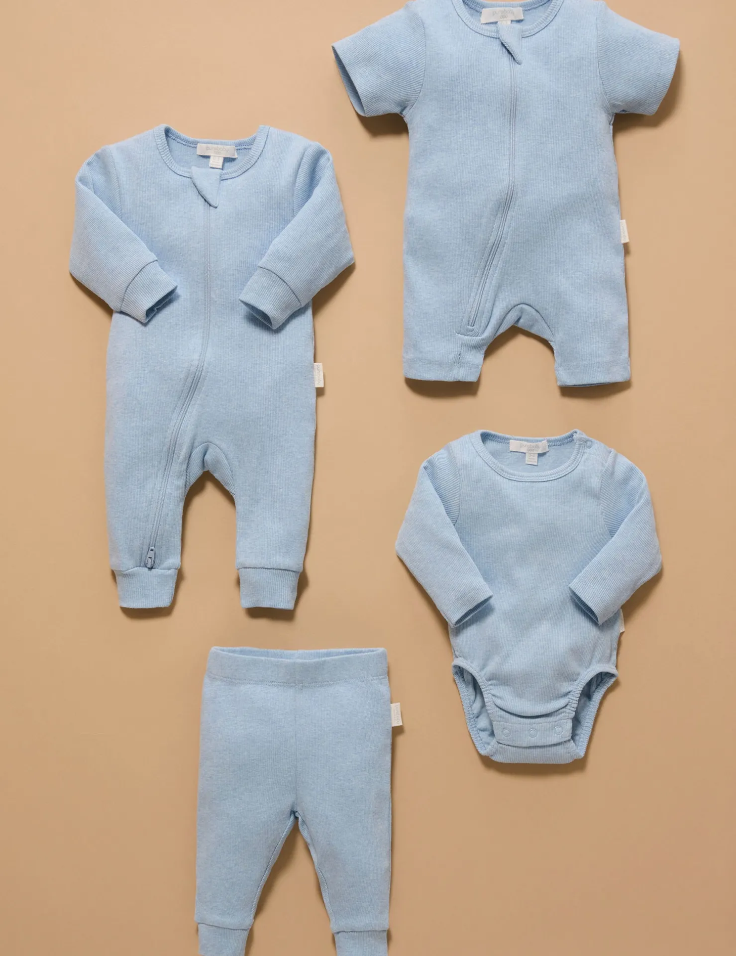 Short Ribbed Zip Growsuit